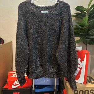 Ces Femme Charcoal and brown Fuzzy Sweater